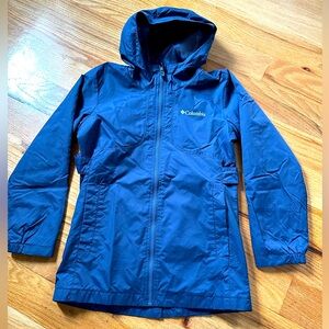 Columbia girls dark blue rain jacket size S 7/8